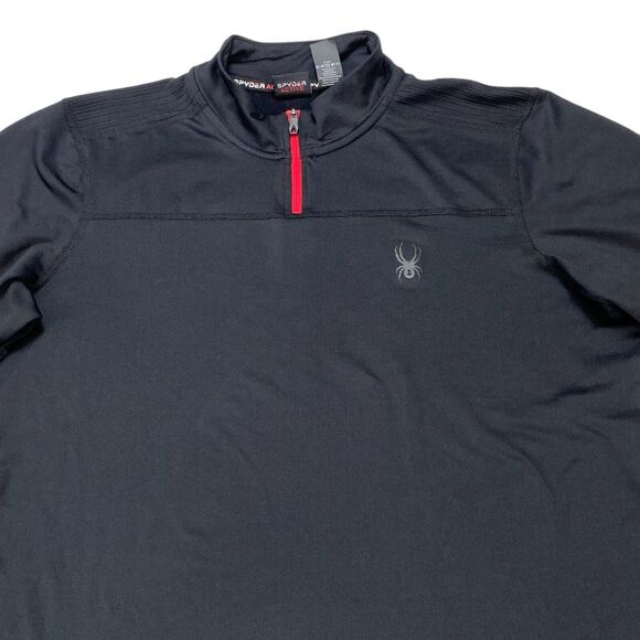 Spyder Active Shirt Men's Medium Black ProwB Long Sleeve Quarter Zip Pullover - Picture 12 of 16